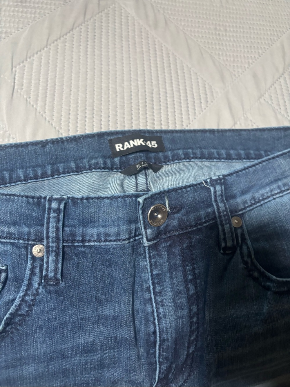 RANK45 Men’s Slim Straight Jeans in Dark Blue Wash